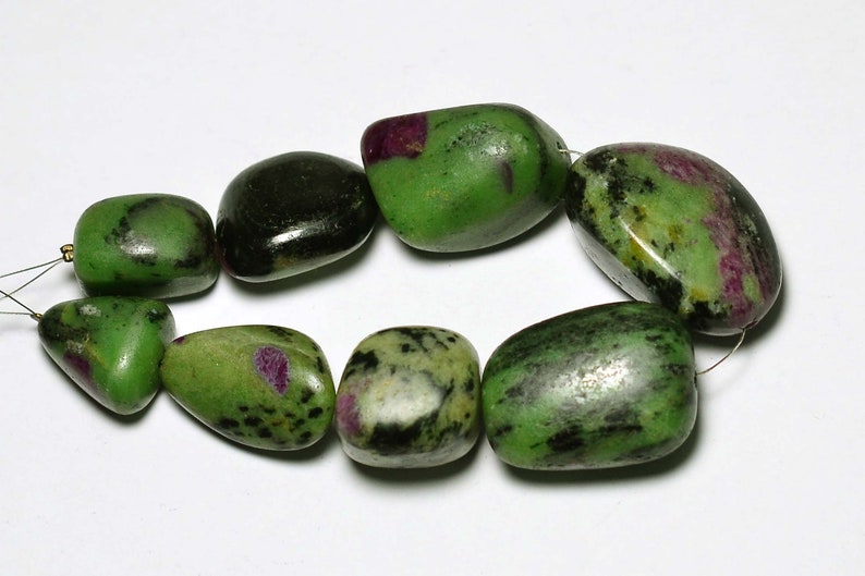 8 Inches Strand Natural Ruby Ziosite Nuggets 15mm to 35mm Smooth Gemstone Beads Rare Ruby Ziosite Beads No3270