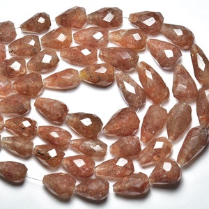 Natural Strawberry Quartz Teardrop Beads 8x12mm to 10x18mm Faceted Tear Drop Briolettes Gemstone Beads Quartz Beads 8 Inch Strand No5584
