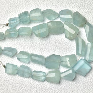 Natural Aquamarine Nuggets Beads 11x11mm to 13x17mm Faceted Nugget Bead Gemstone Beads Necklace Beads Aquamarine Bead 7 Inch Strand No6178