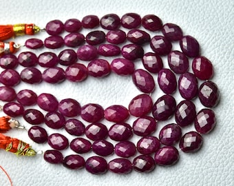 Natuurlijke robijn ovale kralen 6 x 7 mm tot 9 x 11 mm gefacetteerde ovale brioletten edelsteen kralen roze robijn sieraden kralen groothandel kralen 7 inch streng No781