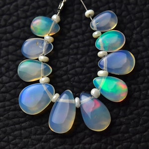 AAA Ethiopian Opal Pear Beads 5x6mm to 6x10mm Smooth Pear Briolettes Gemstone Beads Opal Beads Earring Making Beads 10pcs, 20Pcs No6254