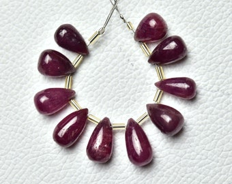 Natuurlijke robijn effen druppelkralen 6 x 10 mm tot 8 x 14 mm gladde traan brioletten edelsteenkralen echte robijn druppelkralen oorbel 10 stuks No6440
