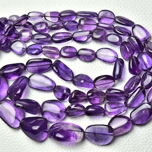 Natürliche Amethyst Plain Nuggets Perlen 10 mm bis 24 mm Glatte Edelstein Nugget Perlen Amethyst Perlen Strang Schmuckperlen - 18 Zoll Strang No5885