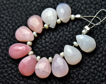Natuurlijke Peruaanse roze opaal perenkralen 6 x 9 mm tot 8 x 10 mm gefacetteerde peer brioletten edelsteenkralen AAA opaalkralen groothandel kralen - 10 stuks No6093