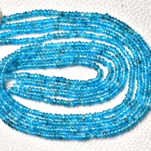 13 Inch Strand Natural Blue Apatite Rondelle Beads 2.5mm to 3mm Rare Bead Faceted Gemstone Beads AA Apatite Beads Semi Precious Stone No1247