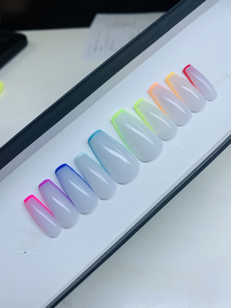 Touch the Rainbow Nail Set Neon Nails Different Color | Etsy