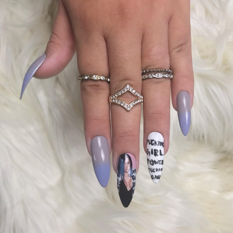 Cardi B Press On Nails Cardi B Nails Fake Nails Any | Etsy