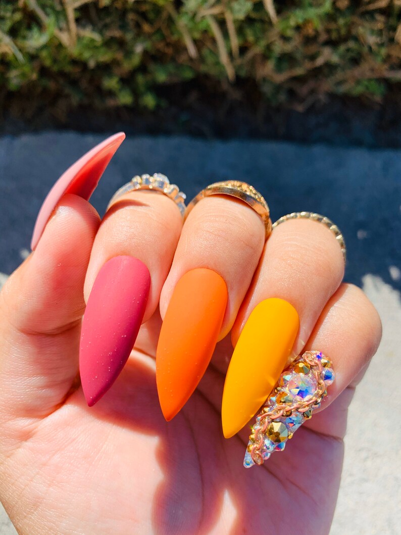 Fall Nails Bling Nails Colorful Nails Autumn Nails | Etsy