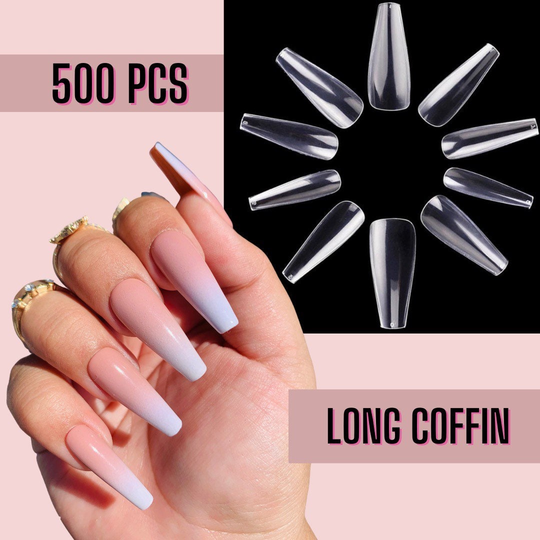 Sculpted Long Coffin Nail Tips Nail Art Supplies Nail Tech | Etsy