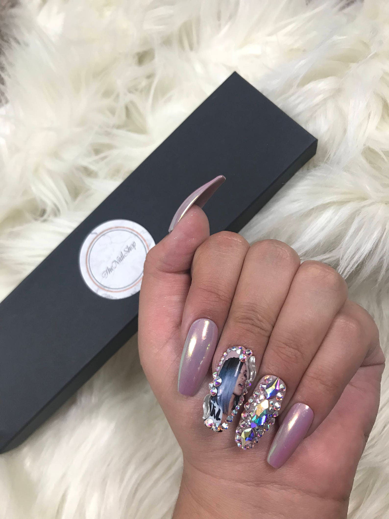 Cardi B Diamond Set Press on Nails Fake Nails Any Shape | Etsy