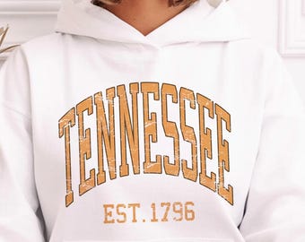 Tennessee Hoodie Vintage Tennessee Est. 1796 Hooded Sweatshirt Unisex Fit Tennessee Hoody