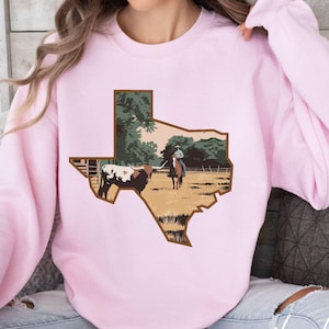 Texas trui boerderij in Texas Sweatshirt Texas staat kaart shirt Texas USA cowboy Ranch trui cadeau voor Texanen Unisex pasvorm