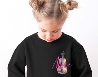 Custom Violin Girls Sweatshirt Personalized Name Violinist Sweater for Kids Custom Violin Gifts for Kids Children's Custom Violin Sweatshirt