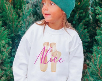 Custom Ballet Kids Sweatshirt Personalized Name Ballerina Sweater for Kids Custom Ballet Gifts for Kids Children's Custom Ballet Sweatshirt