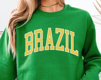 Sudadera con la bandera de Brasil: corte unisex, color verde preppy