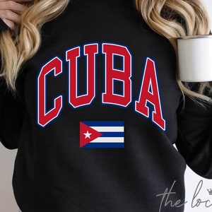 Sudadera de Cuba, unisex, de corte preppy, con la bandera cubana, regalo para cubanos, sudadera caribeña