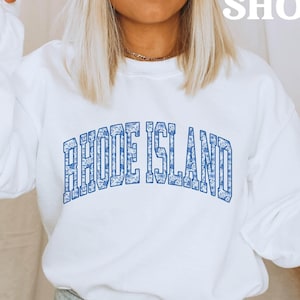 Rhode Island Sweater Blue Floral Rhode Island Sweatshirt Gifts for Rhode Island Mom Shirt Blue Flower Cottagecore Rhode Island State Sweater