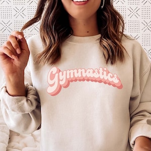Retro Gymnastics Sweatshirt Gymnastics Coach Shirt Blush Colored Gymnastics Sweater Gymnastics Coach Gifts Trainer Sweatshirt