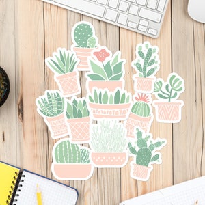 Cactus & Suculentas Hoja de pegatinas Paquete de pegatinas de cactus Paquete de pegatinas suculentas Paquete de pegatinas Kiss Cut Cactus Stickers