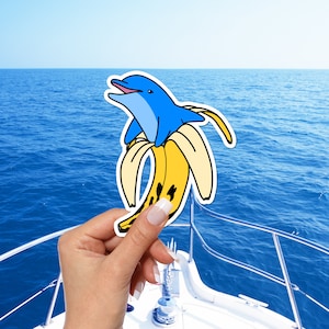 Delphin Banane Aufkleber Lustige Tiere Aufkleber Geschenk Süßer Delphin Laptop Sticker Geschälte Banane Sticker