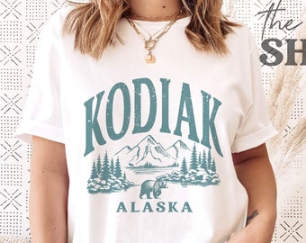 Vintage Kodiak Shirt Teal Alaskan Mountains Canada Unisex T-Shirt Alaska Mountains Shirt Sailing Shirt Boating Gift Nature Outdoors Shirt
