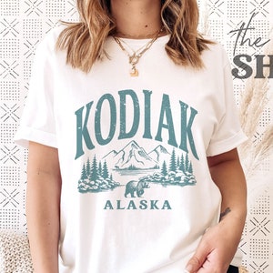 Vintage Kodiak Shirt Teal Alaskan Mountains Canada Unisex T-Shirt Alaska Mountains Shirt Sailing Shirt Boating Gift Nature Outdoors Shirt