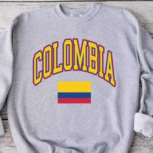 Colombia Sweatshirt Unisex Fit Preppy Colombia Pullover Colombian Flag Sweater Gifts for Colombians South America Sweatshirt