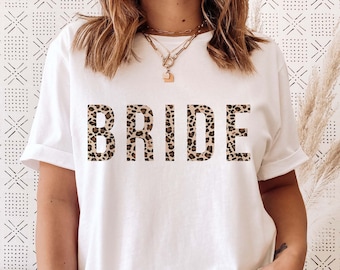T-shirt bruid met luipaardprint: glittery vrijgezellenfeest-T-shirt