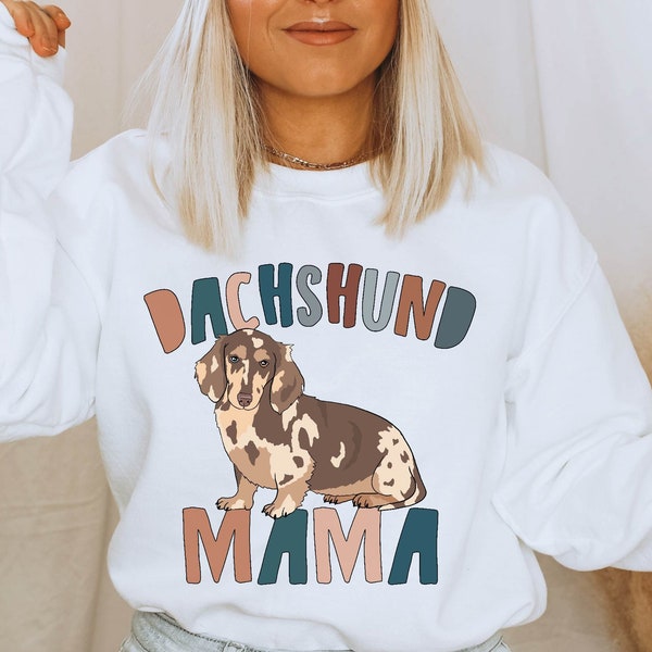 Dachshund Mama Sweatshirt Unisex Fit Dapple Dachshund Mom Sweater Boho Weiner Dog Mom Sweatshirt Doxie Mama Shirt Dachshund Gift