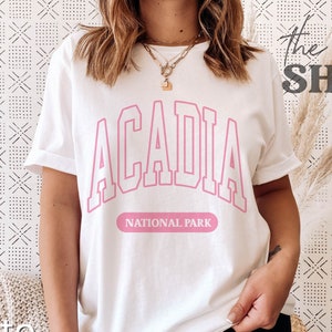 Acadia National Park Shirt Preppy Pink Acadia National Park T-Shirt Maine Camping Tee National Park Shirt Camping Gift Outdoors Shirt