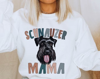 Schnauzer Mama Sweatshirt Schnauzer Mom Sweatshirt Boho Dog Mom Sweater Black Schnauzer Dog Owner Gifts