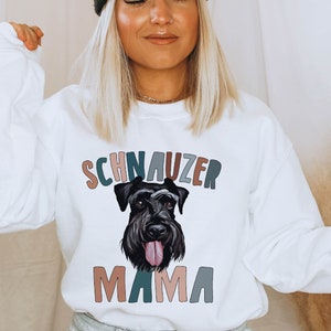 Schnauzer Mama Sweatshirt Schnauzer Mom Sweatshirt Boho Dog Mom Sweater Black Schnauzer Dog Owner Gifts