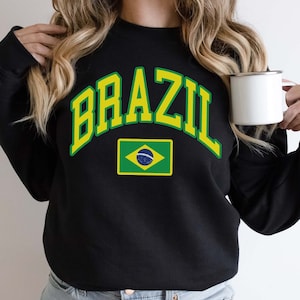 Brazil Sweatshirt Preppy Brazil Pullover Unisex Fit Brazilian Flag Sweater Gifts for Brazilians South America Sweatshirt