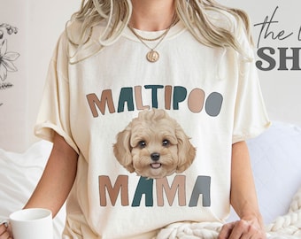Maltipoo Mama Comfort Colors T-Shirt: Boho Dog Mom Gift