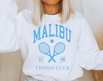 Malibu Tennis Club Sweatshirt: Preppy California Unisex Pullover