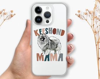 Keeshond Mama iPhone Case Boho Keeshond Mom Clear Phone Case pour iPhones Cadeaux de fête des mères Keeshond Propriétaire Cadeaux pour femme Chien Maman Cadeaux