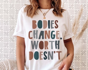 Body Positivity T-Shirt: Körper ändern sich, Selbstliebe Boho Tee
