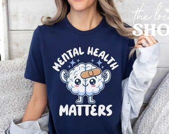 T-shirt pour les problèmes de santé mentale T-shirt mignon TDAH T-shirt pour dépression, coupe unisexe, chemises anxiété drôles, cadeau pour les personnes souffrant de santé mentale