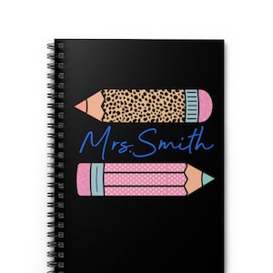 Custom Name Teacher Notebook Teacher Gift Blank Lined Journal Daily Diary for Teachers Spiral Notepad Back to School Gift