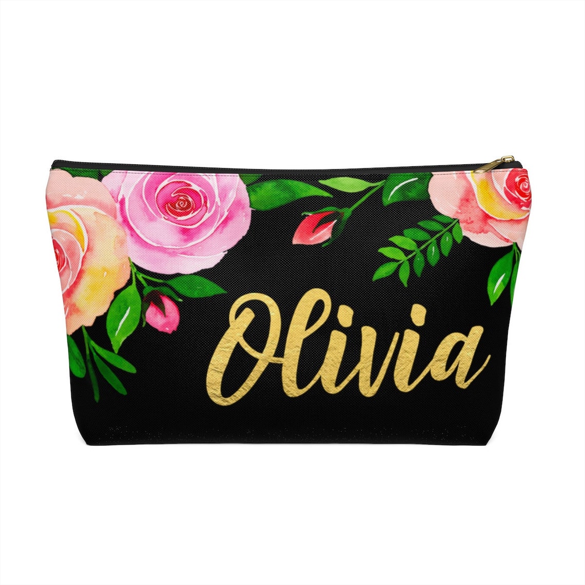Floral Personalized Name Makeup Bag Gift for Women Custom Etsy