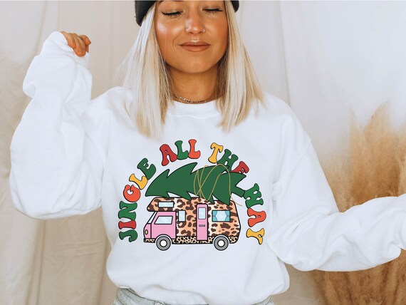 Jingle All the Way Sweatshirt Unisex Fit Christmas Camper Van