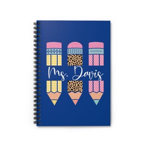 Personalized Name Teacher Notebook Custom Teacher Gift Blank Lined Journal Daily Diary for Teachers Spiral Notepad Back to School Gift
