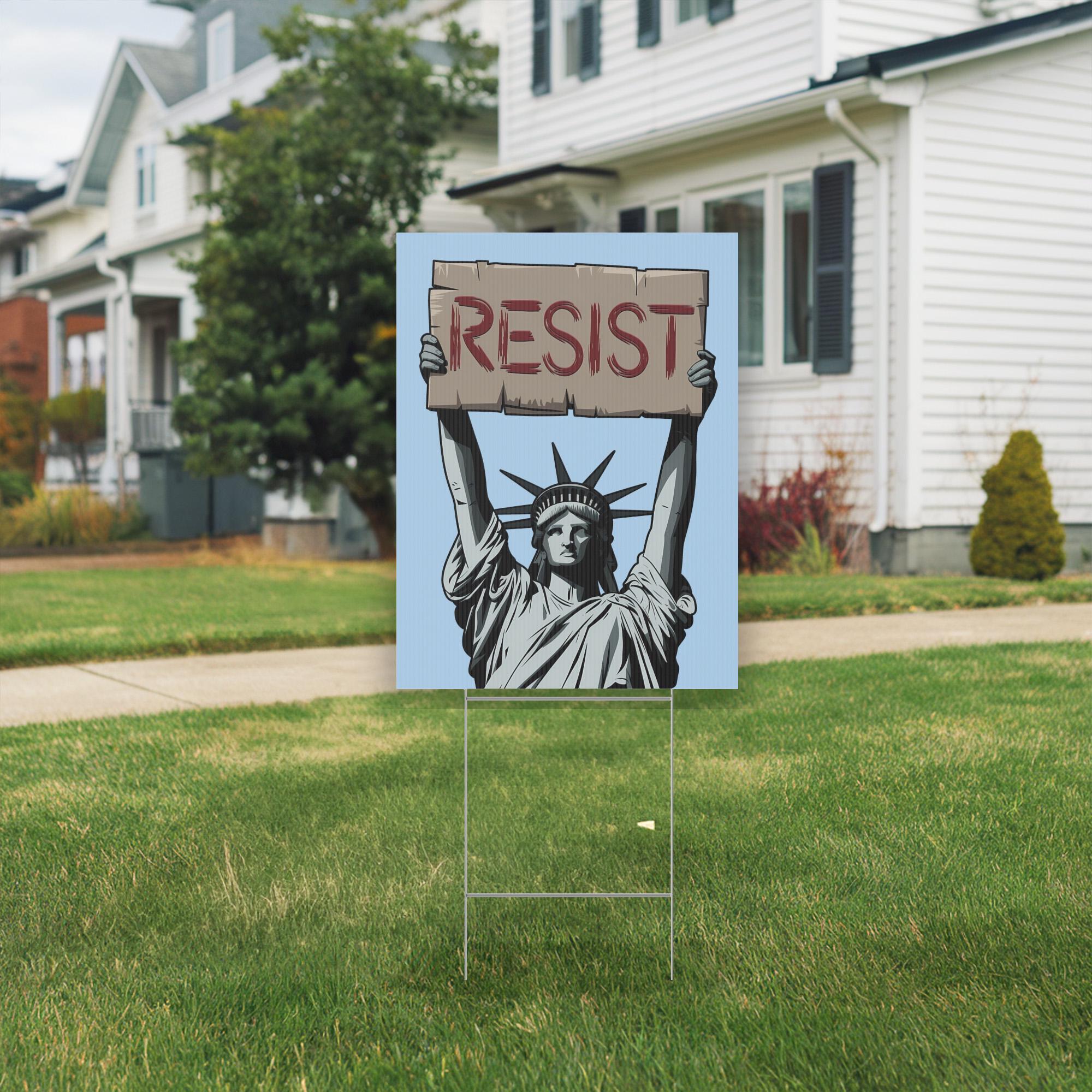 Pro Human Rights Signs Statue of Liberty Holding Resist Yard Sign Anti-trump Garden Sign Pro ...
