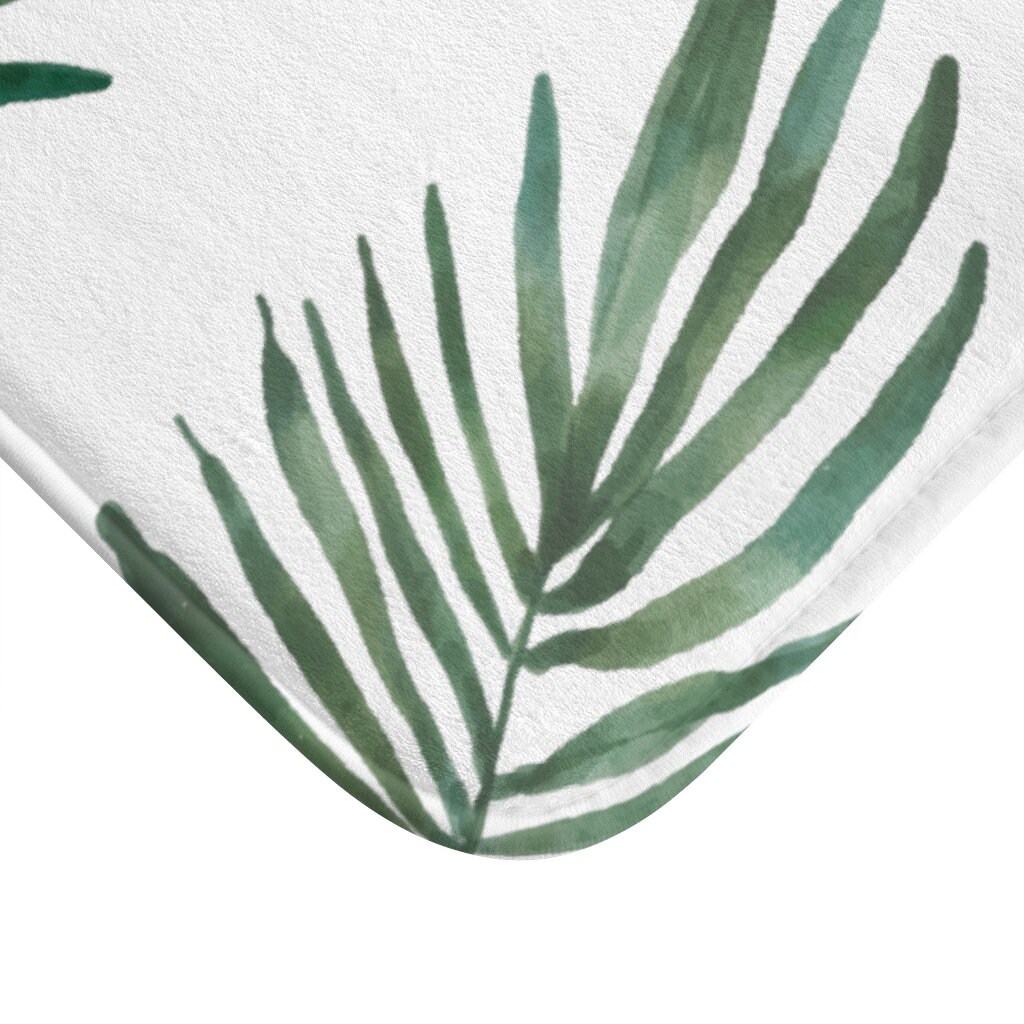 Tropical Leaf Bath Mat Beautiful Palm Leaves Print Bathroom Etsy UK