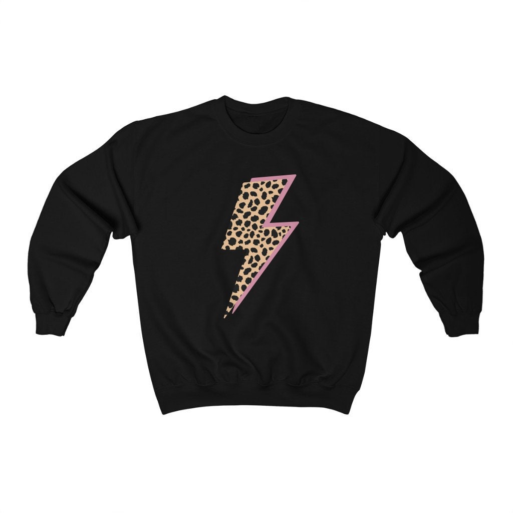 Lightning Bolt Sweatshirt Cheetah Print Lightning Sweatshirt Etsy