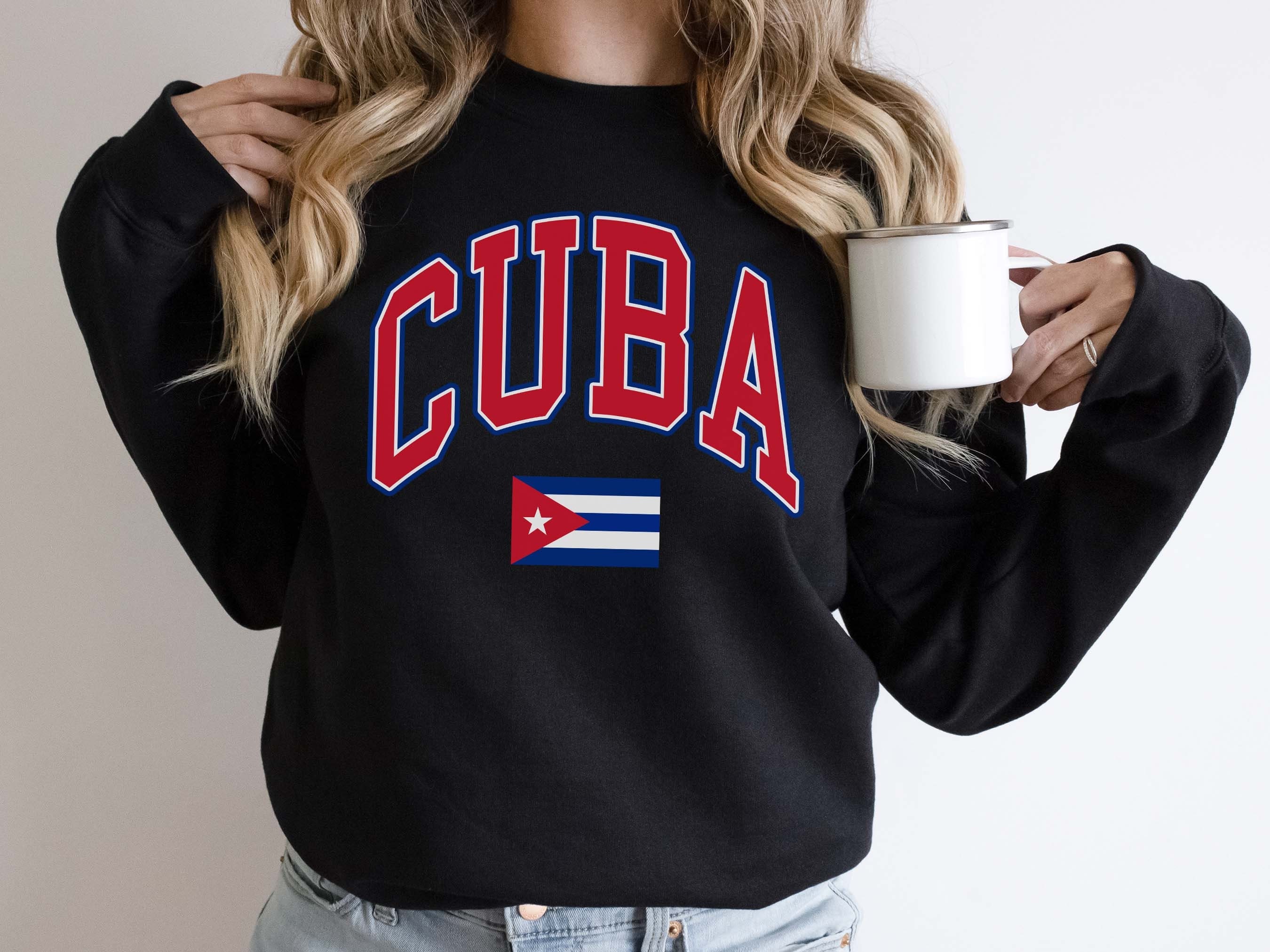 Cuba Hoodie with Vintage Cuban Flag Sports Design - Adult (Unisex