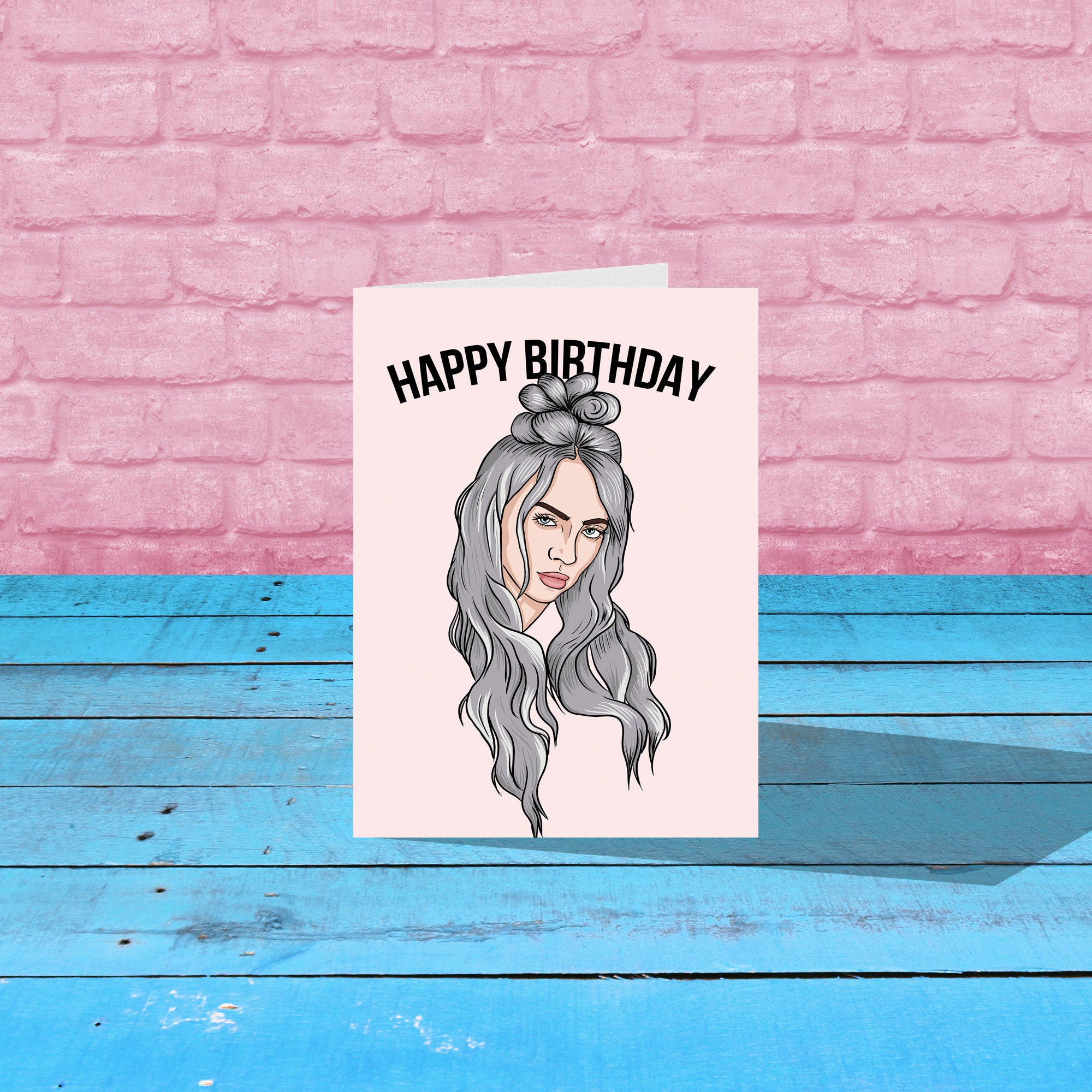 Billie Birthday Card Cute Pink Happy Birthday Card Gift Active | Etsy