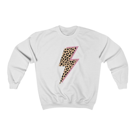 Lightning Bolt Sweatshirt Cheetah Print Lightning Sweatshirt Leopard Print Lightning Bolt Sweater Unisex Fit Etsy Mexico