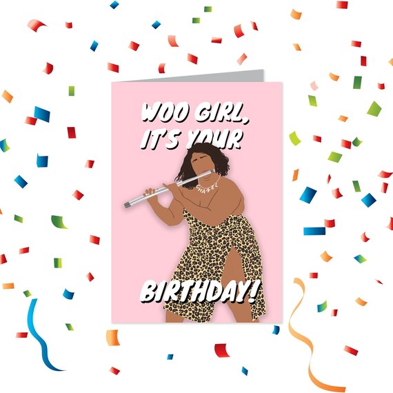 Lizzo Birthday Card Woo Girl Its Your Birthday Cute Pink Lizzo | Etsy