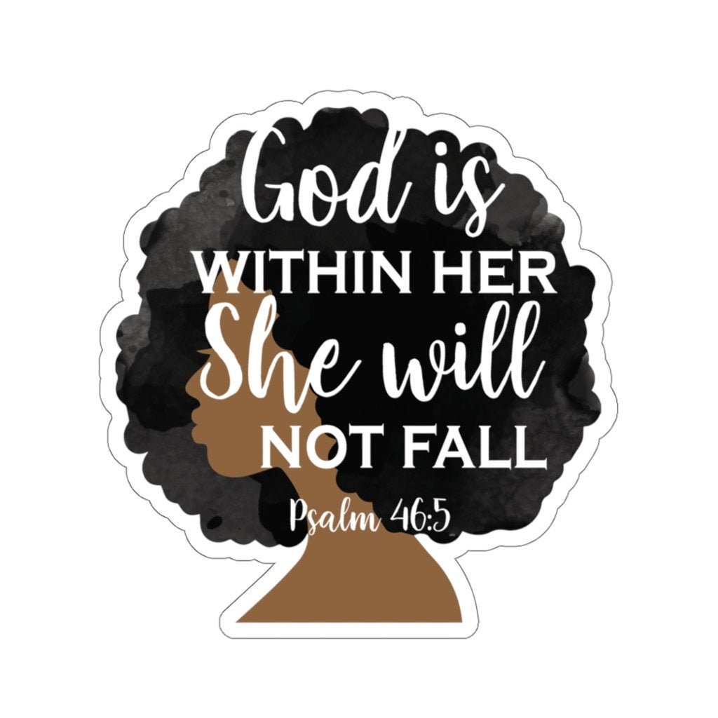 God is Within Her Motivational Psalm Sticker Christian Black ...